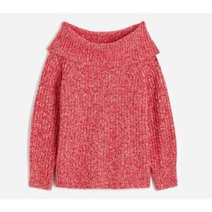 Madewell Off the Shoulder Sweater Size XS Pale Blush Chunky Knit Cotton wool